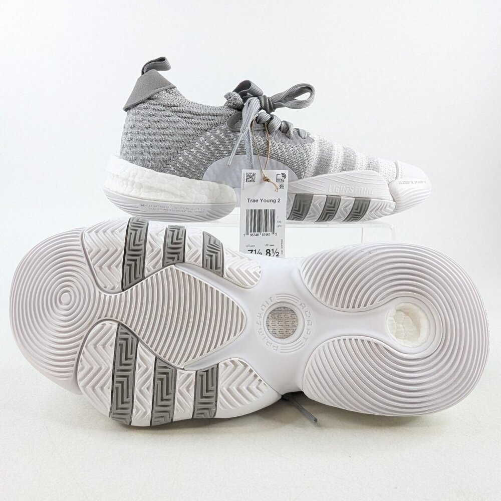 Adidas Trae Young 2.0 Basketball Shoes Grey White Men’s Size 7  -H03842 NEW - Picture 4 of 8